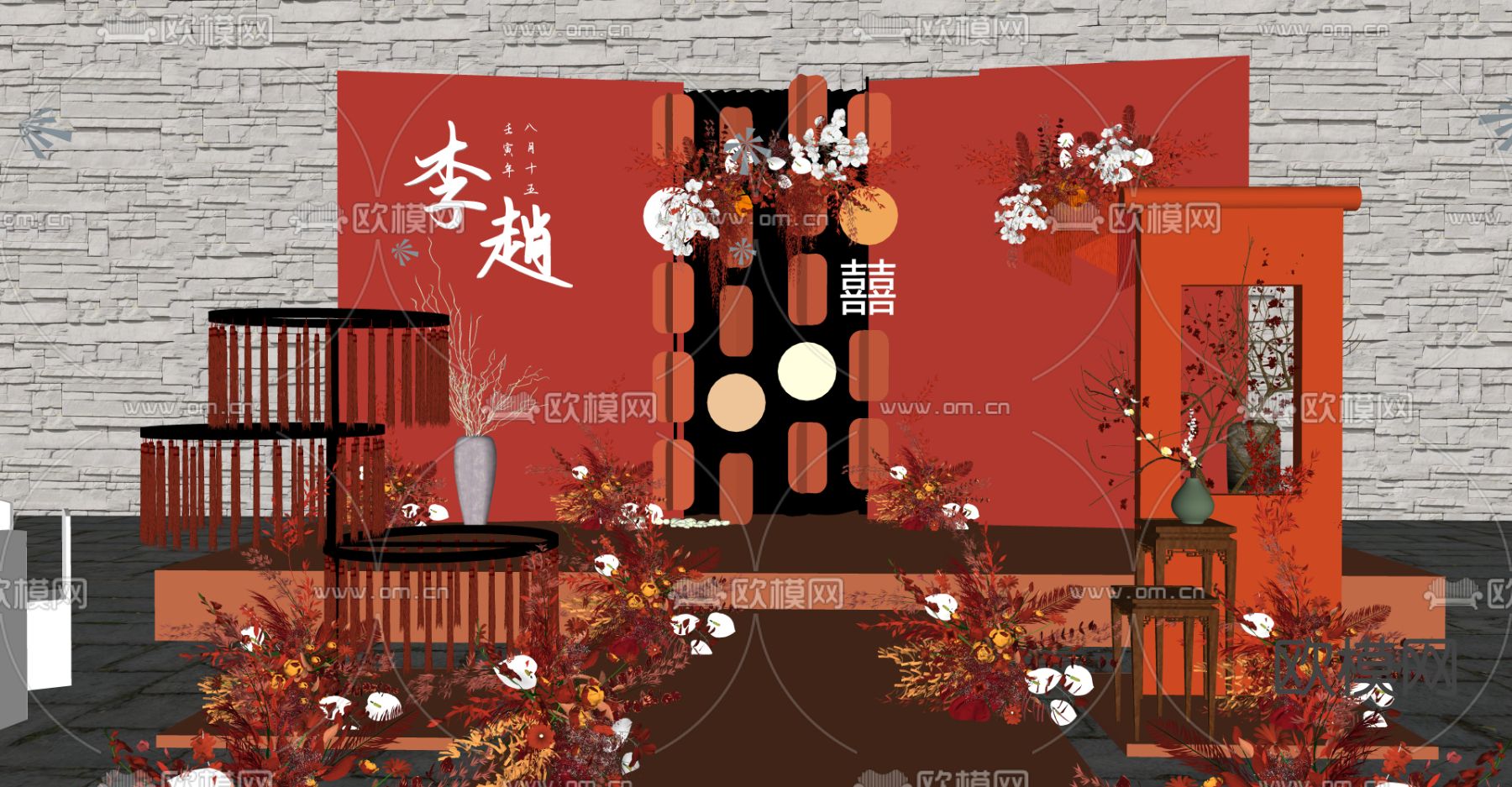 中式婚礼su模型下载（渲染图5）