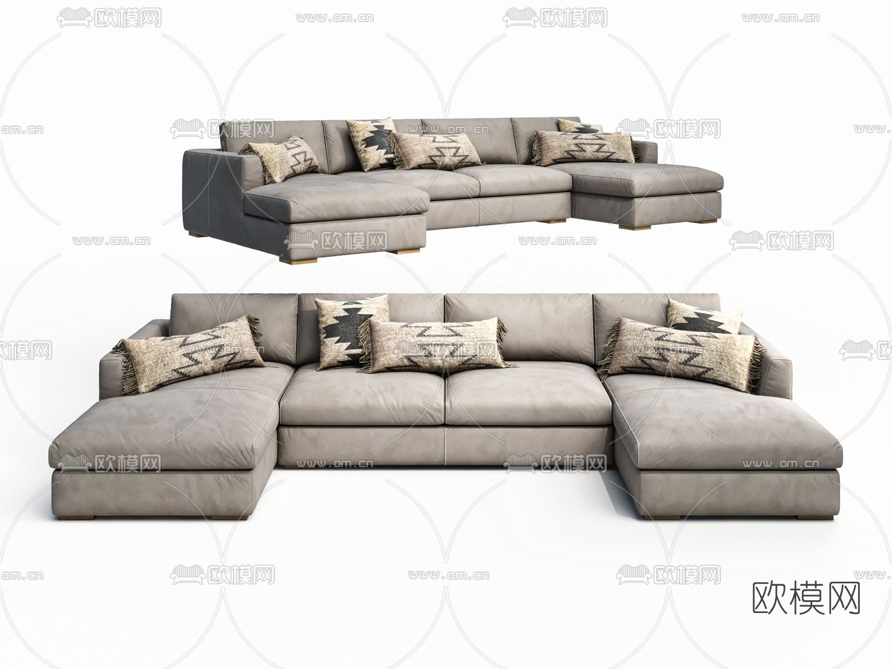 现代布艺转角沙发免费3d模型下载