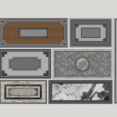 新中式地雕图案su模型