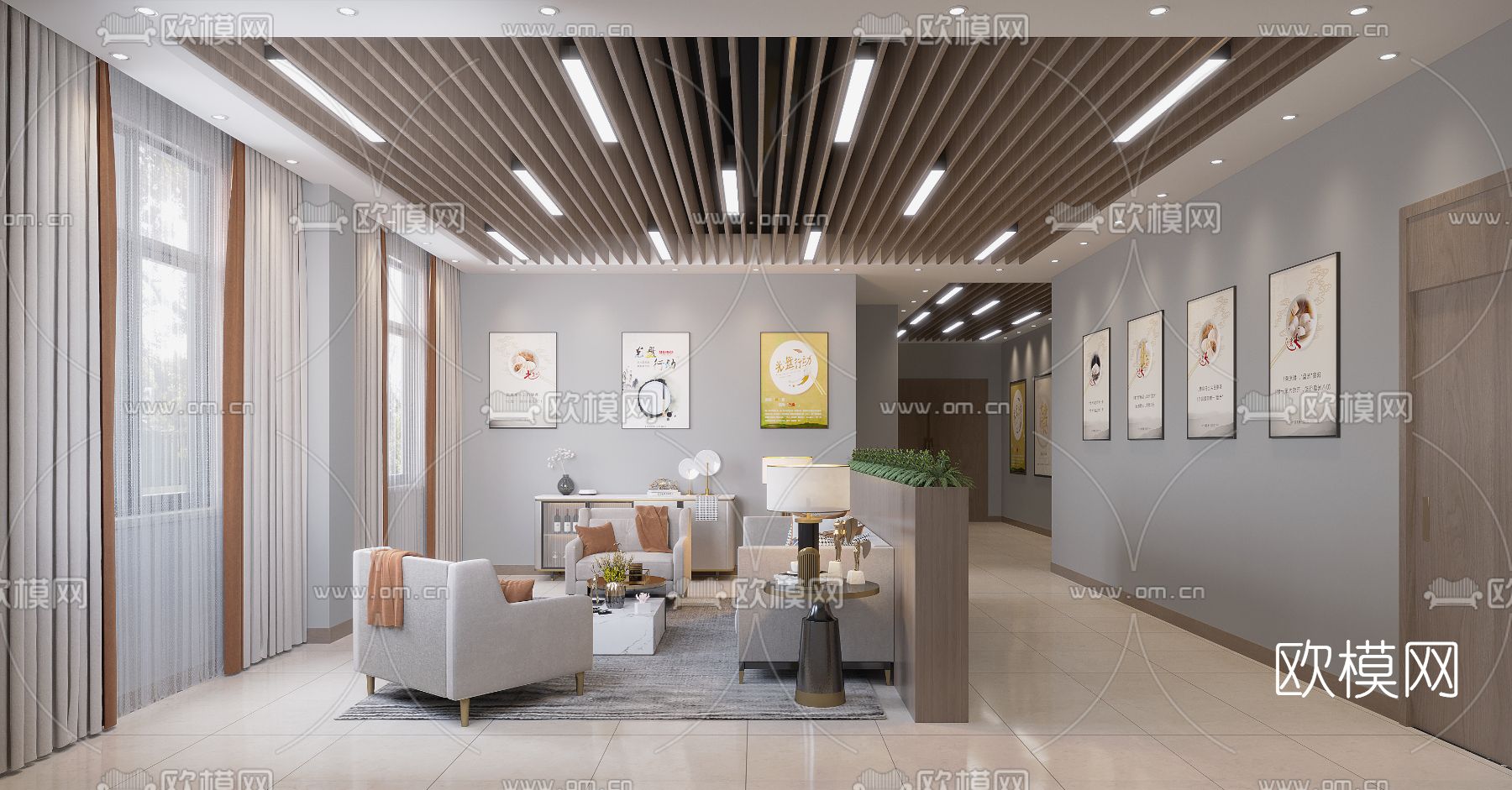 现代酒店餐厅包房免费3d模型下载（渲染图3）