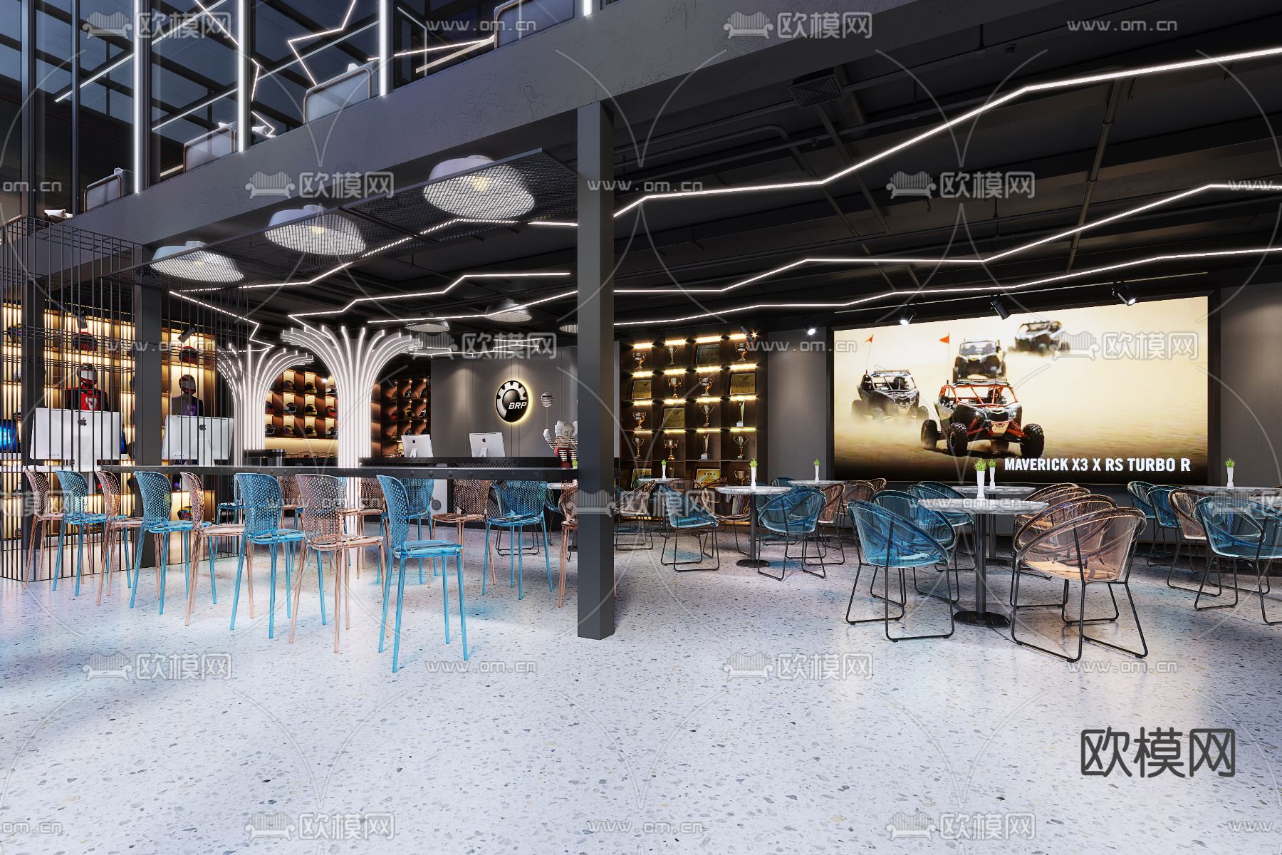 现代赛车俱乐部接待区3d模型下载（渲染图2）