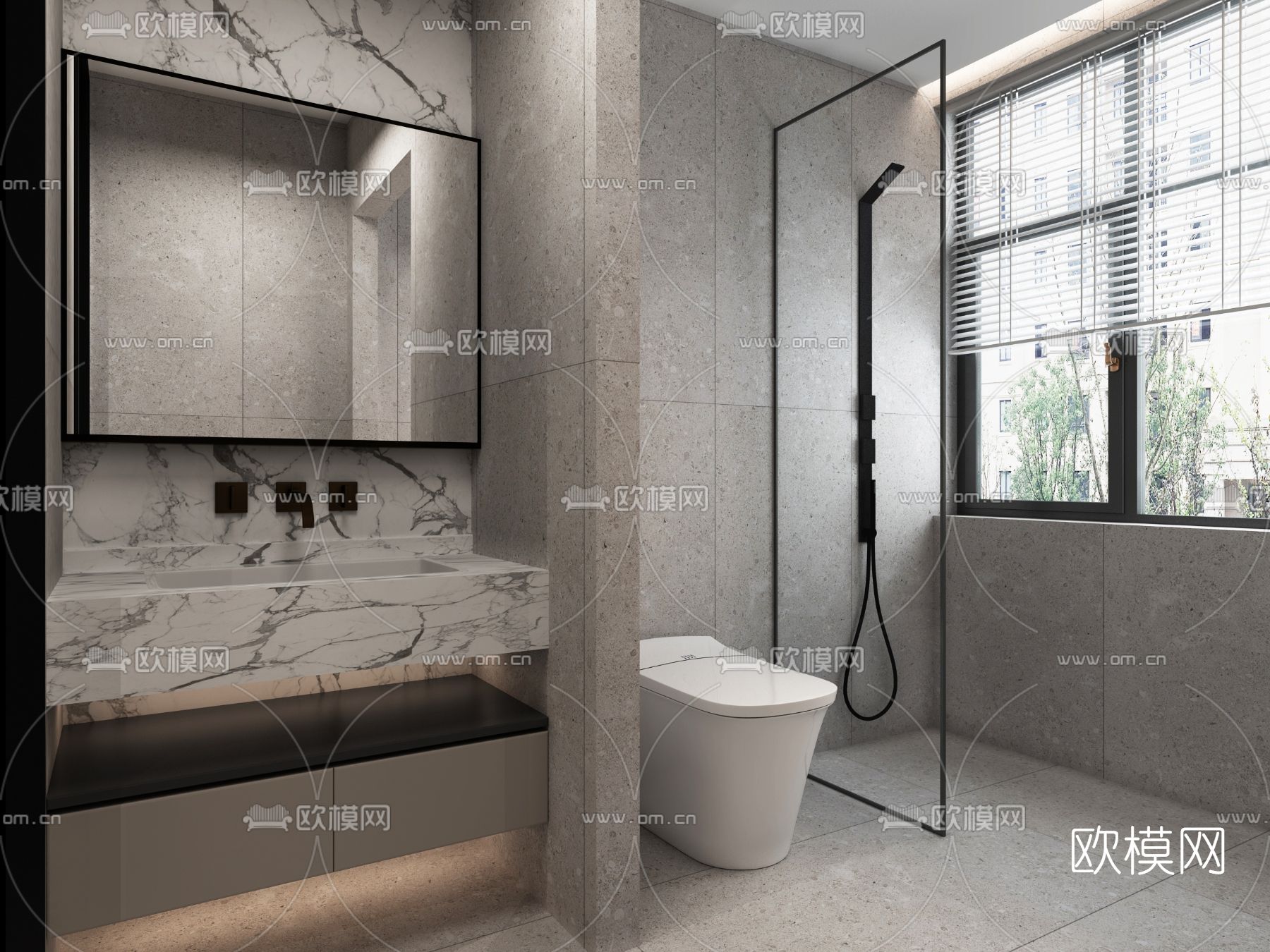 现代卫生间浴室免费3d模型下载