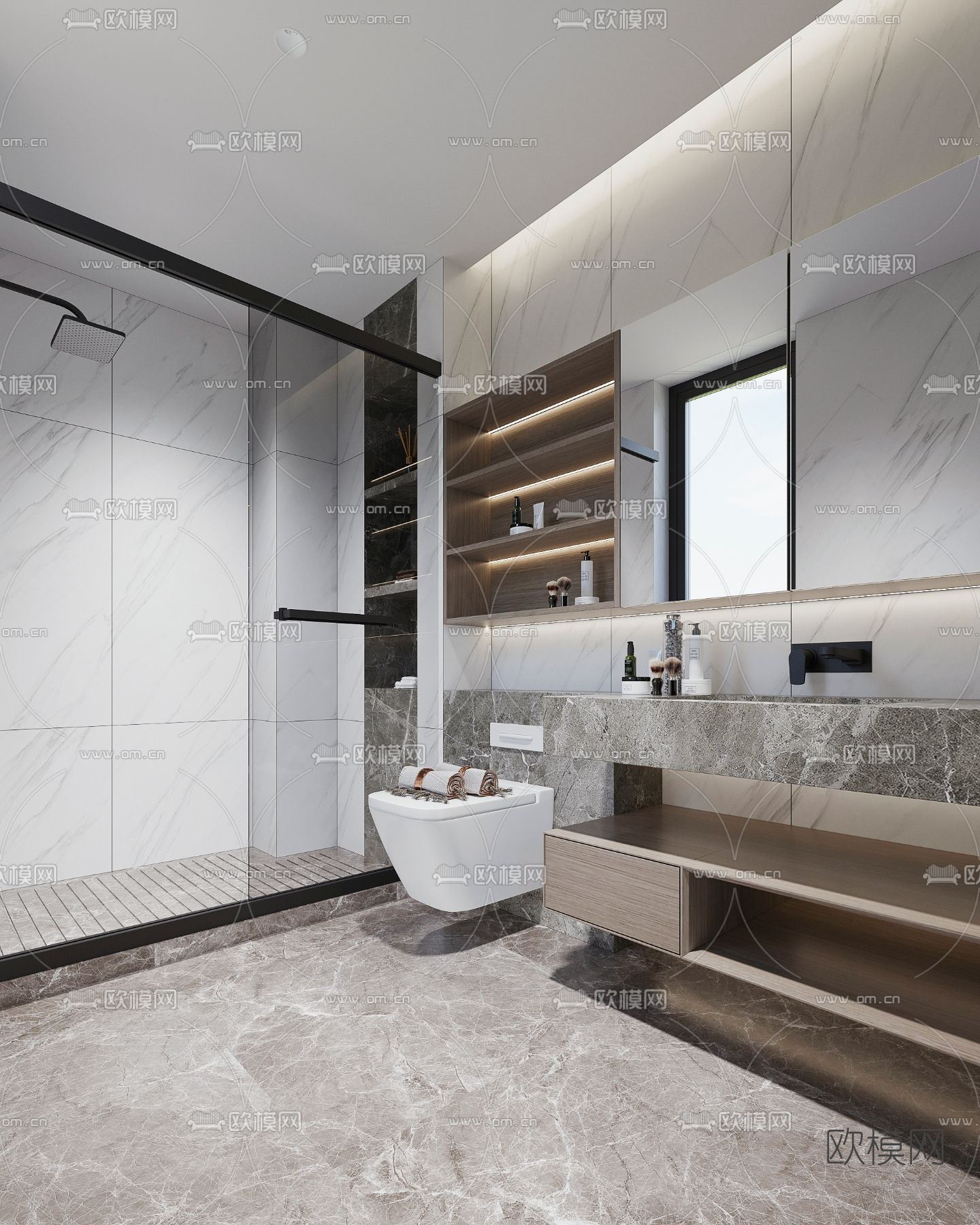 现代卫生间浴室免费3d模型下载