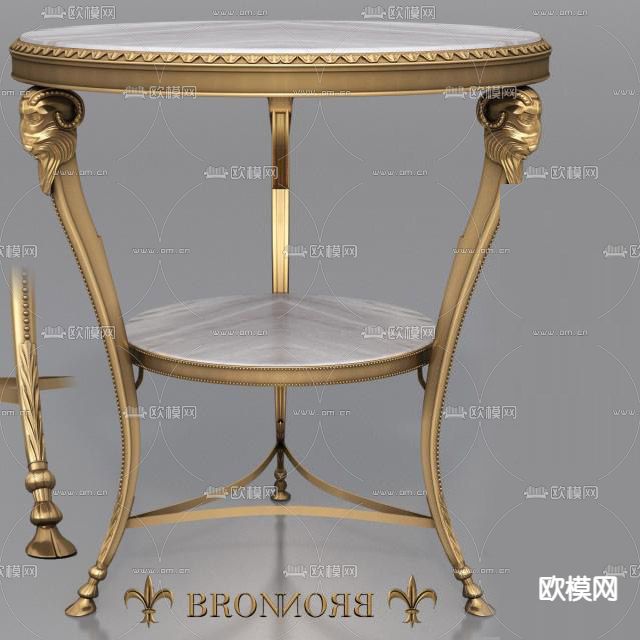 欧式轻奢圆几免费3d模型下载