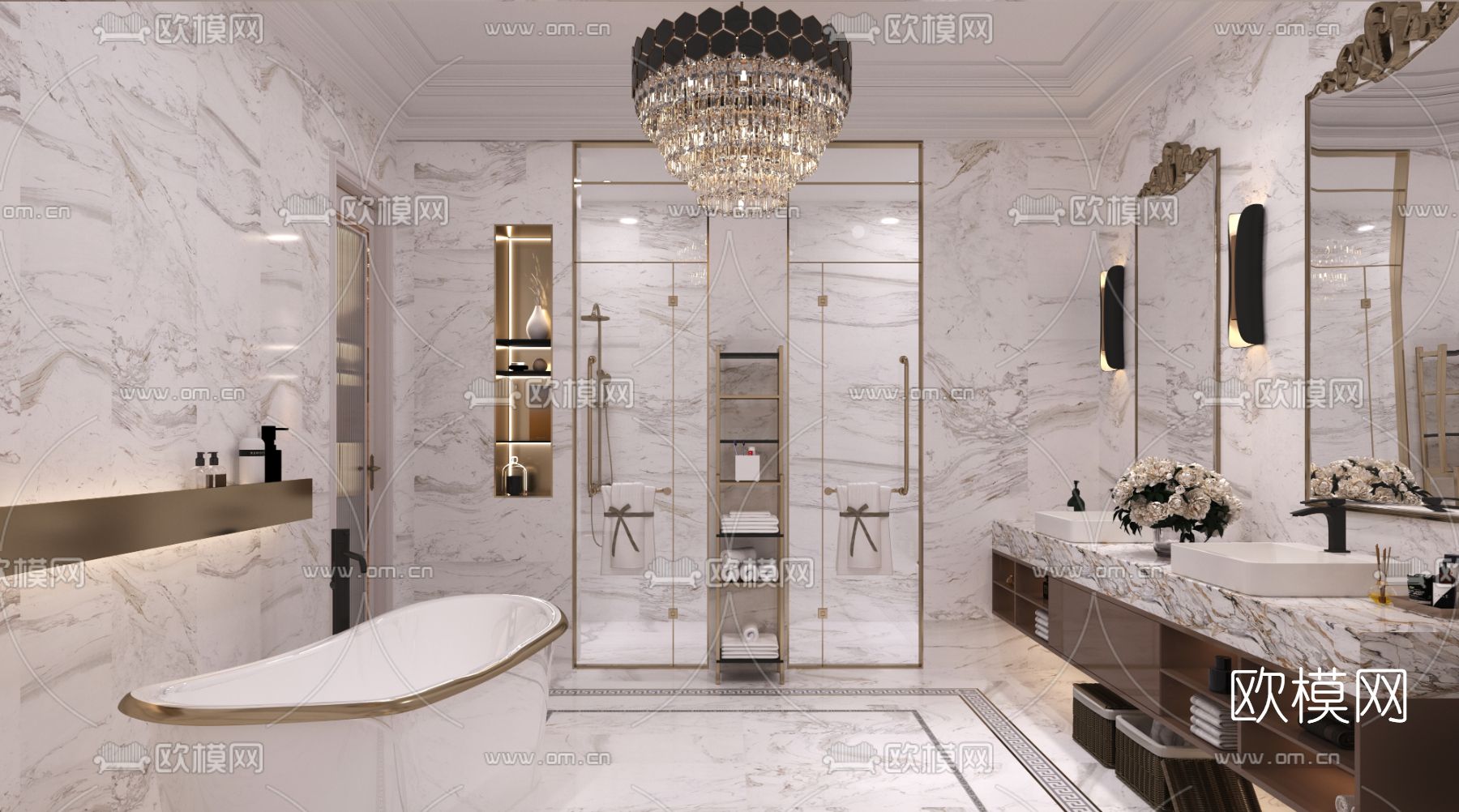 简欧卫生间浴室免费3d模型下载