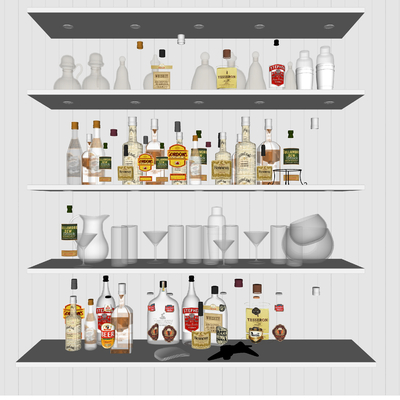  现代红酒洋酒酒杯su模型 