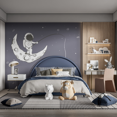 现代卧室儿童房su模型