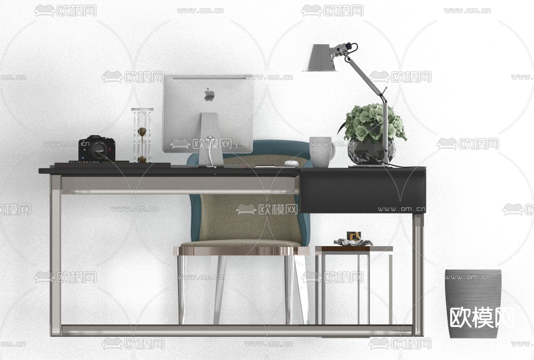 现代轻奢书桌椅免费3d模型下载