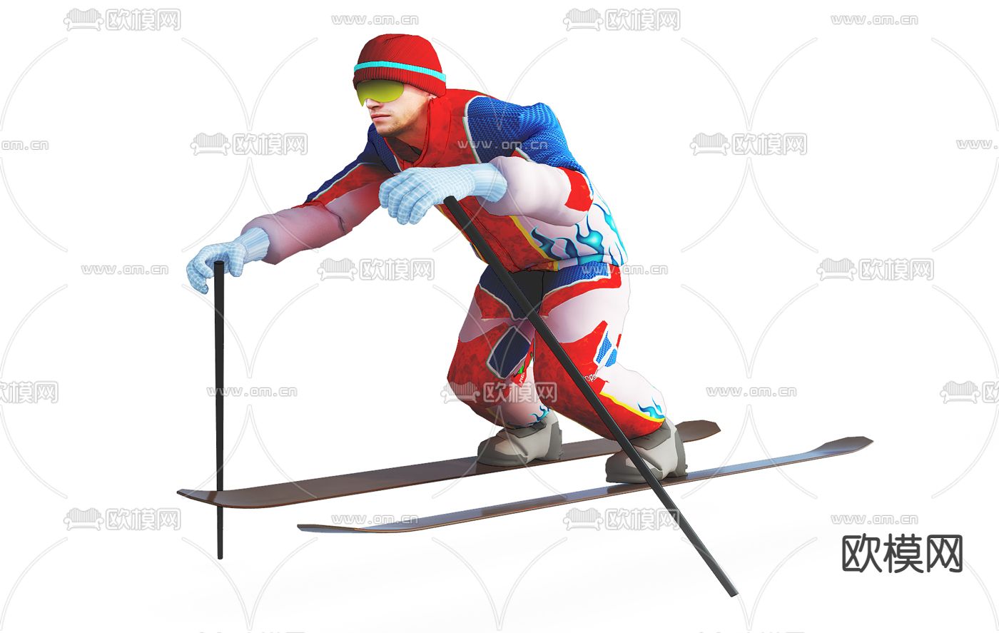 现代滑雪人物免费3d模型下载