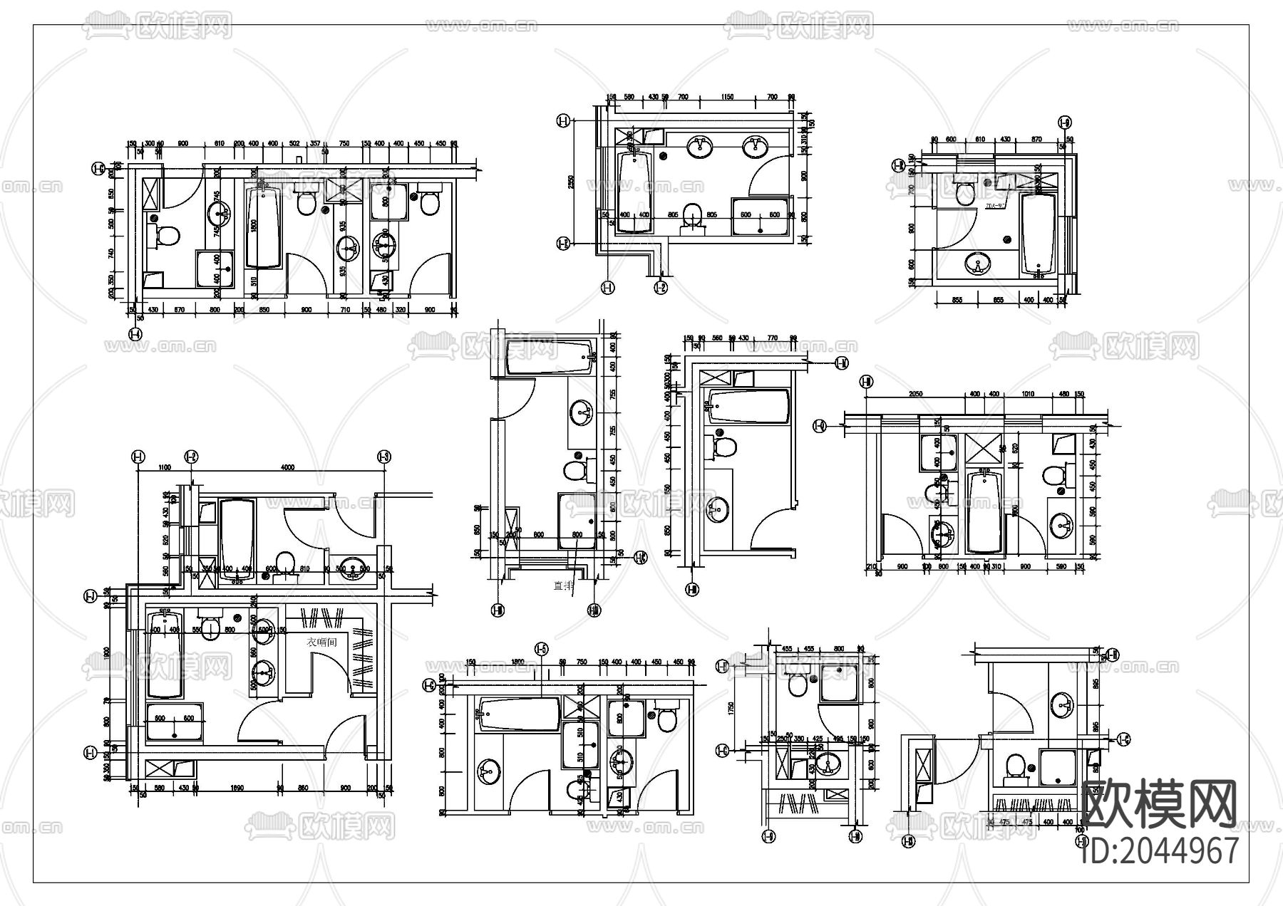卫生间cad施工图下载