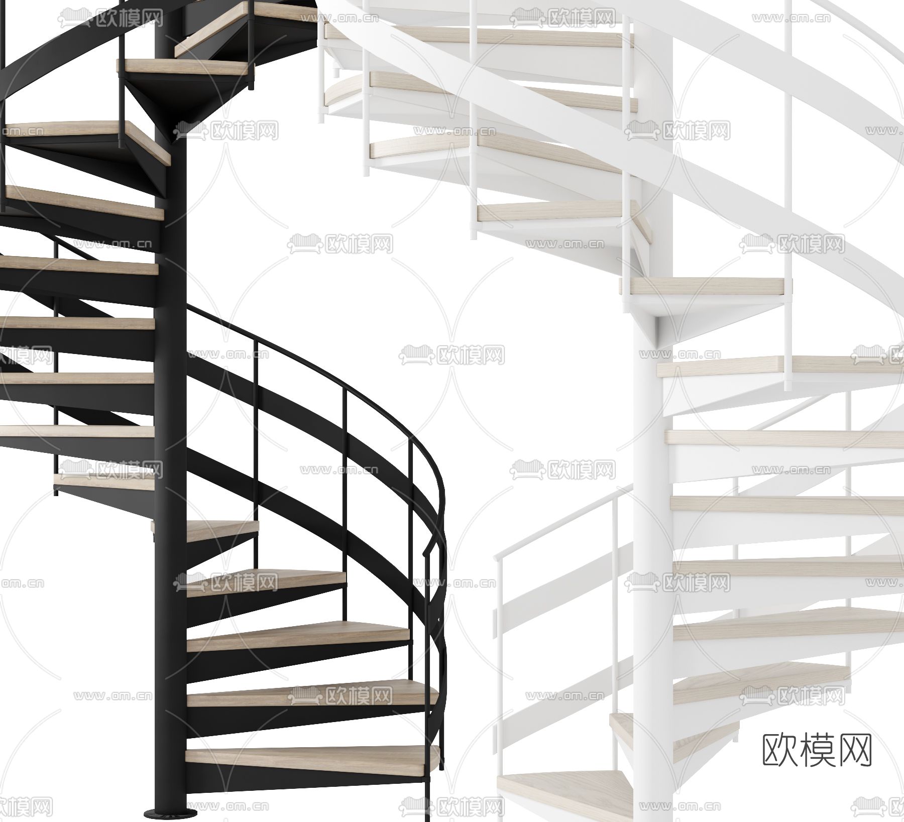 工业风旋转楼梯3d模型下载（渲染图2）