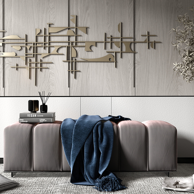  现代轻奢沙发凳su模型 