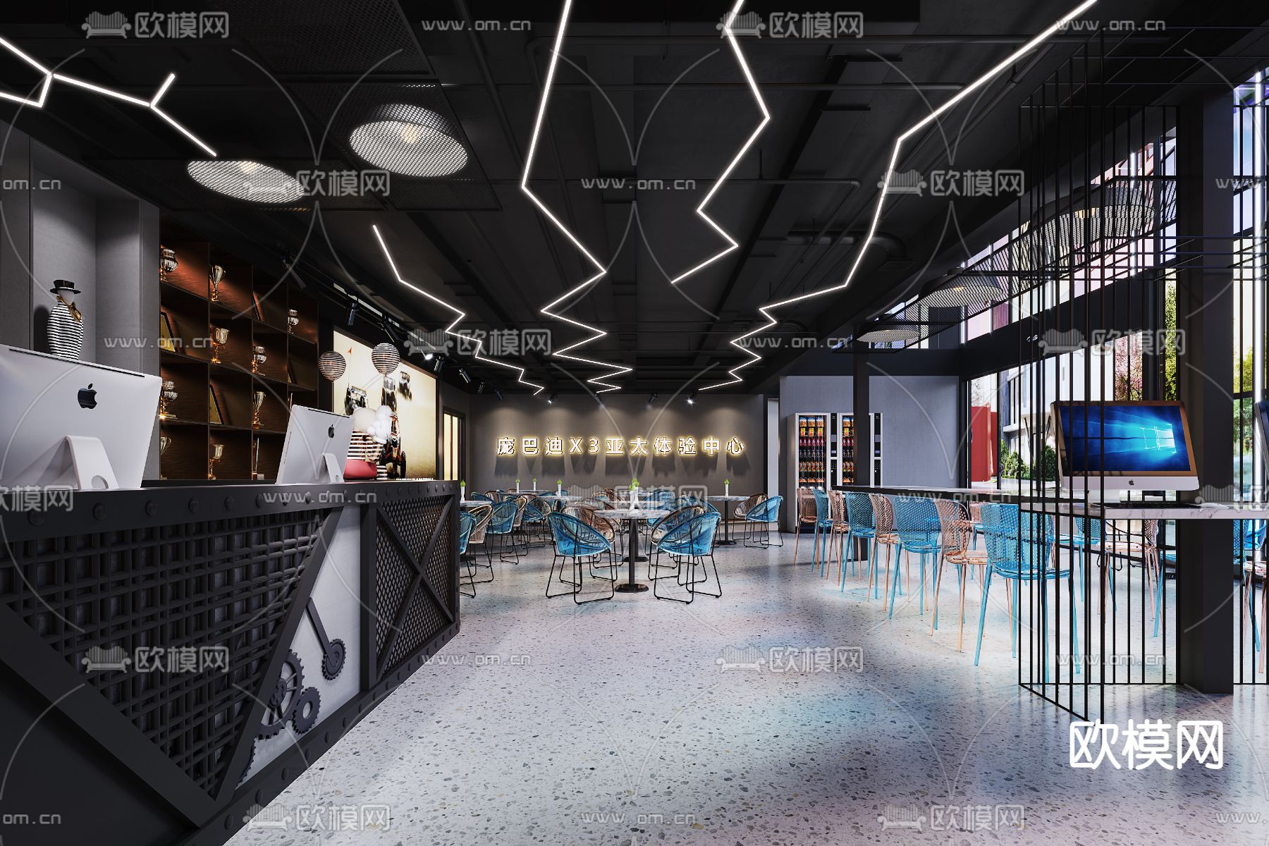 现代赛车俱乐部接待区3d模型下载（渲染图1）
