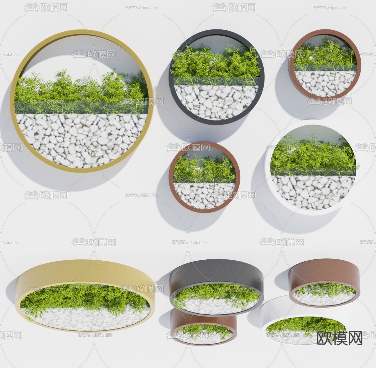 现代绿植墙饰盆栽3d模型