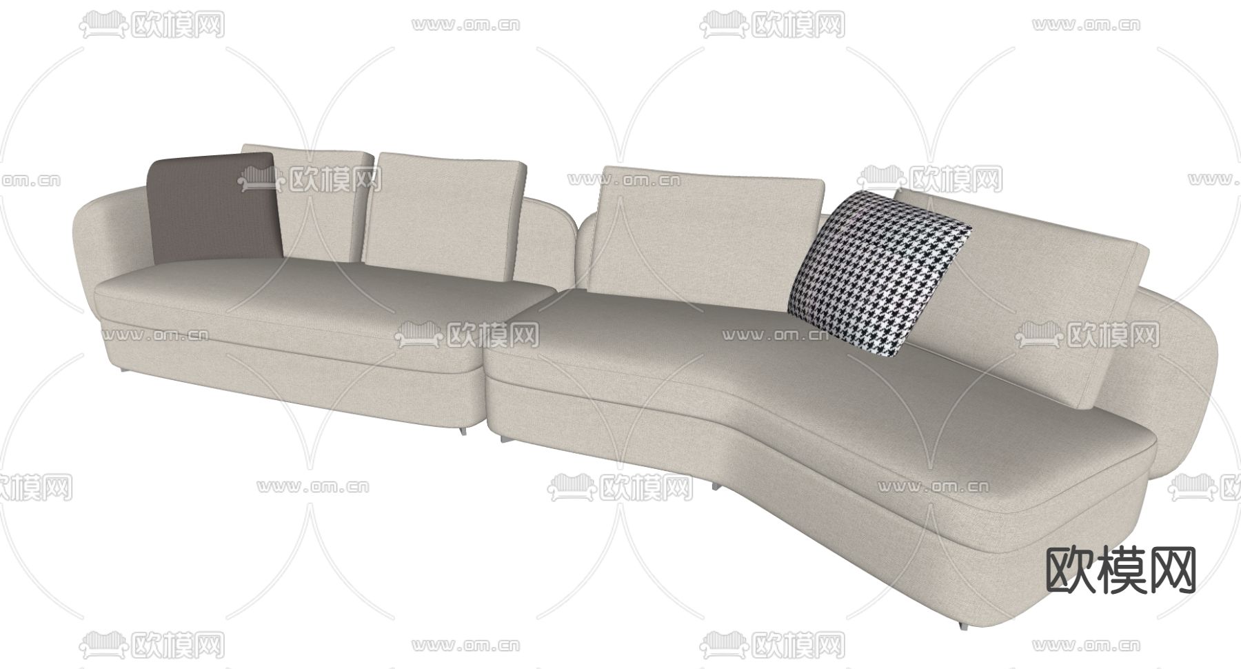 现代多人沙发su模型下载（渲染图2）