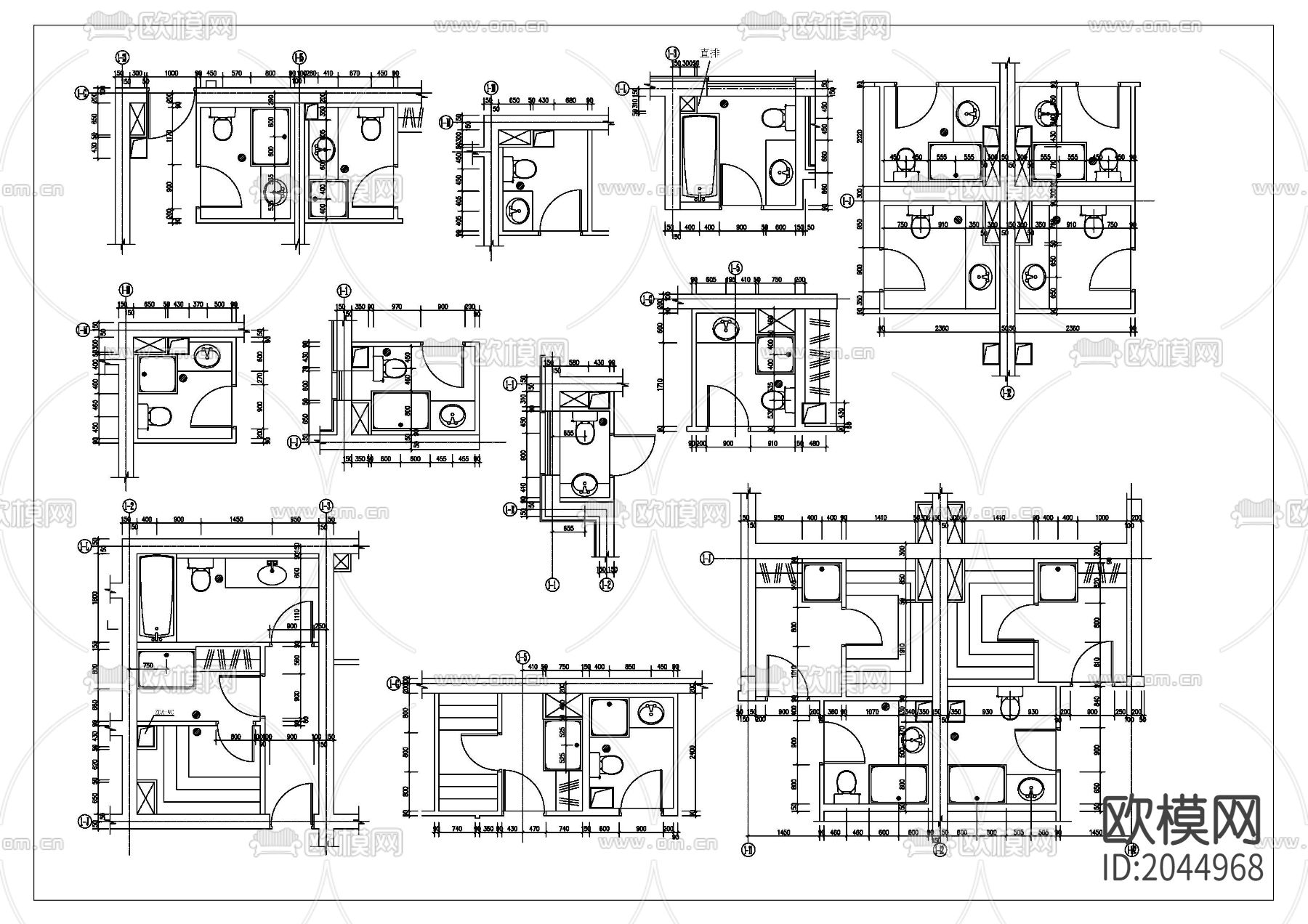 卫生间cad施工图下载