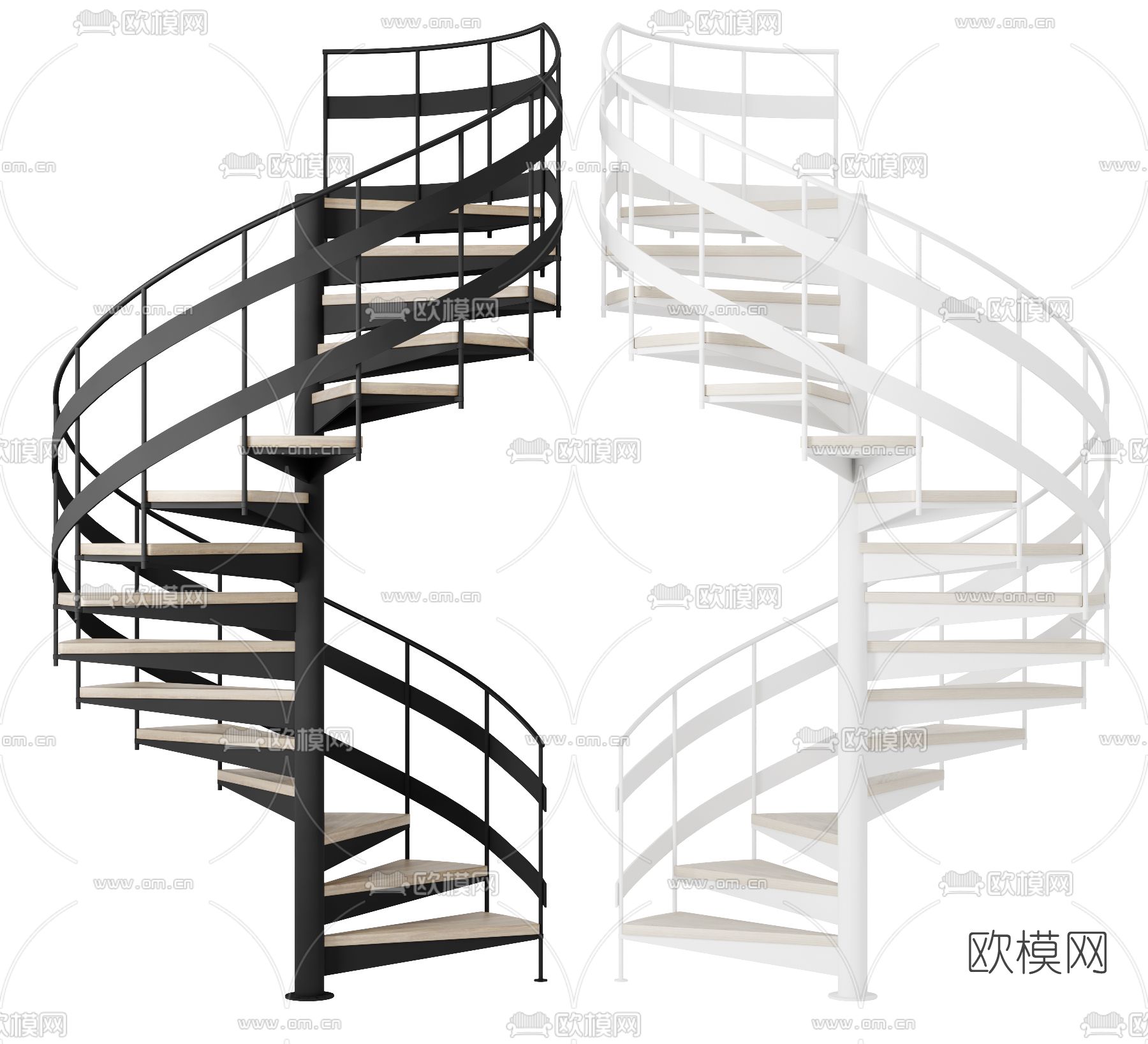 工业风旋转楼梯3d模型下载（渲染图1）
