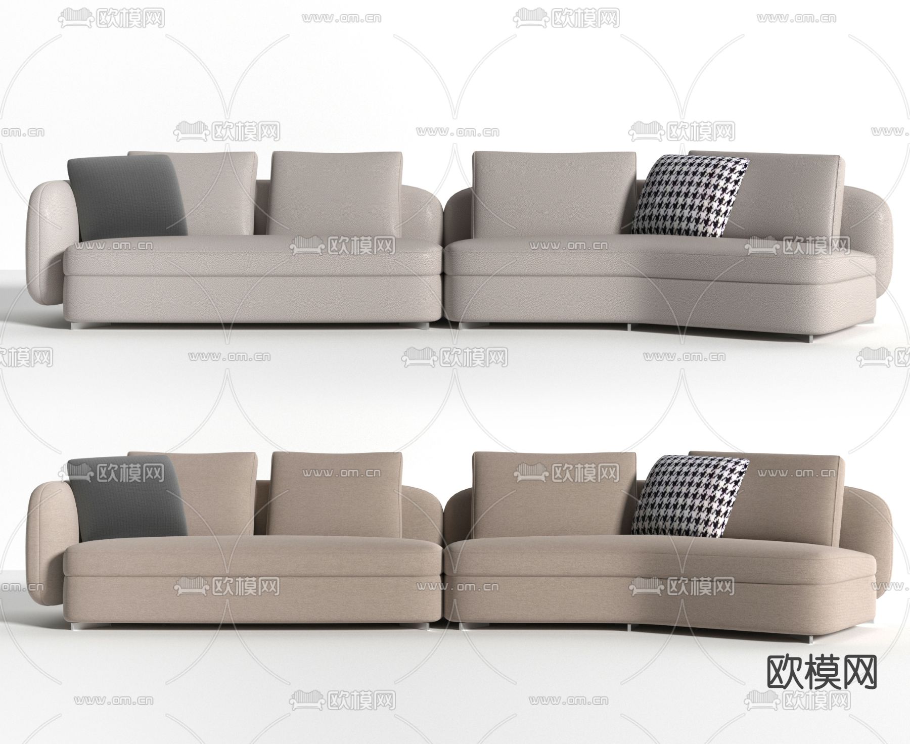 现代多人沙发su模型下载（渲染图1）