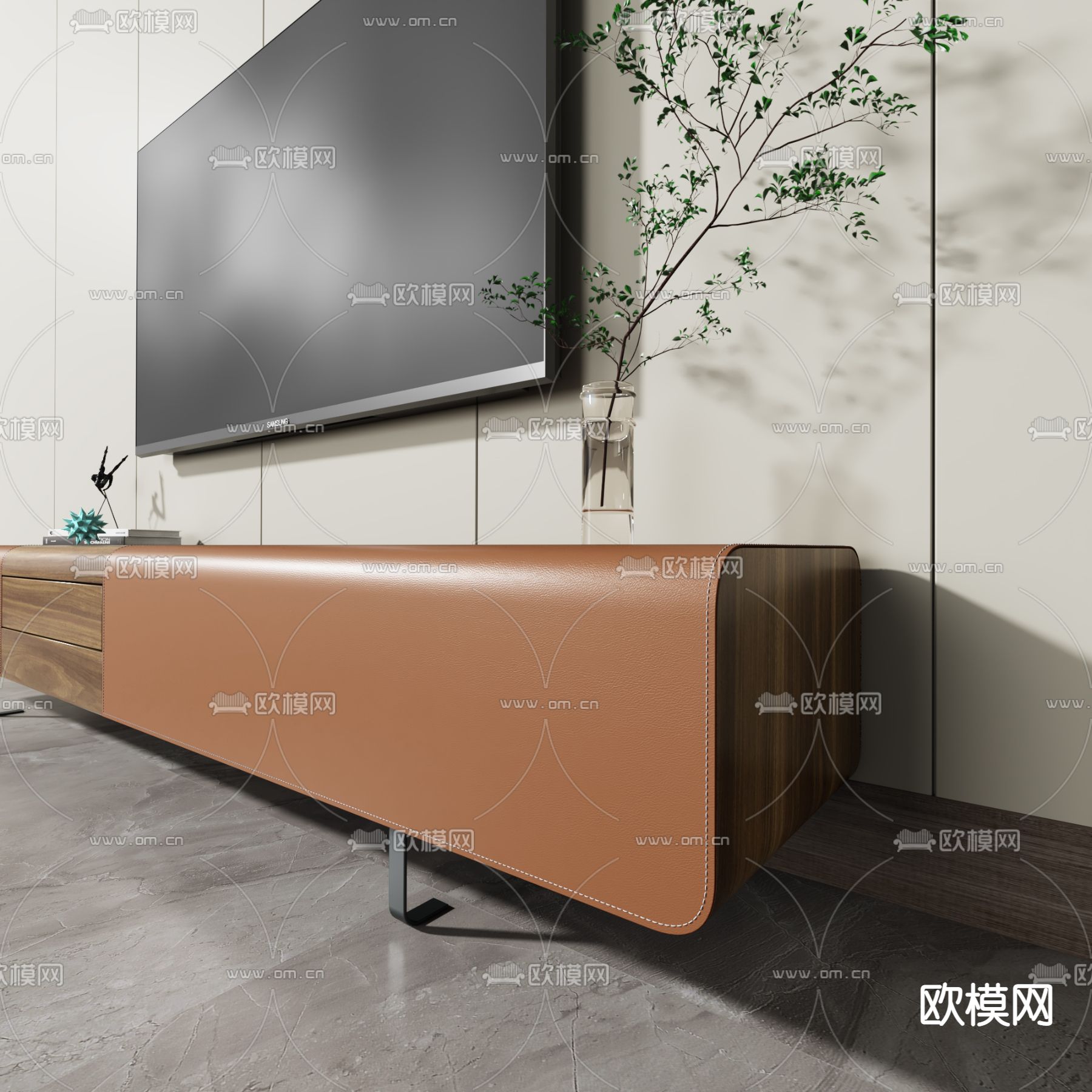 现代电视柜su模型下载（渲染图3）