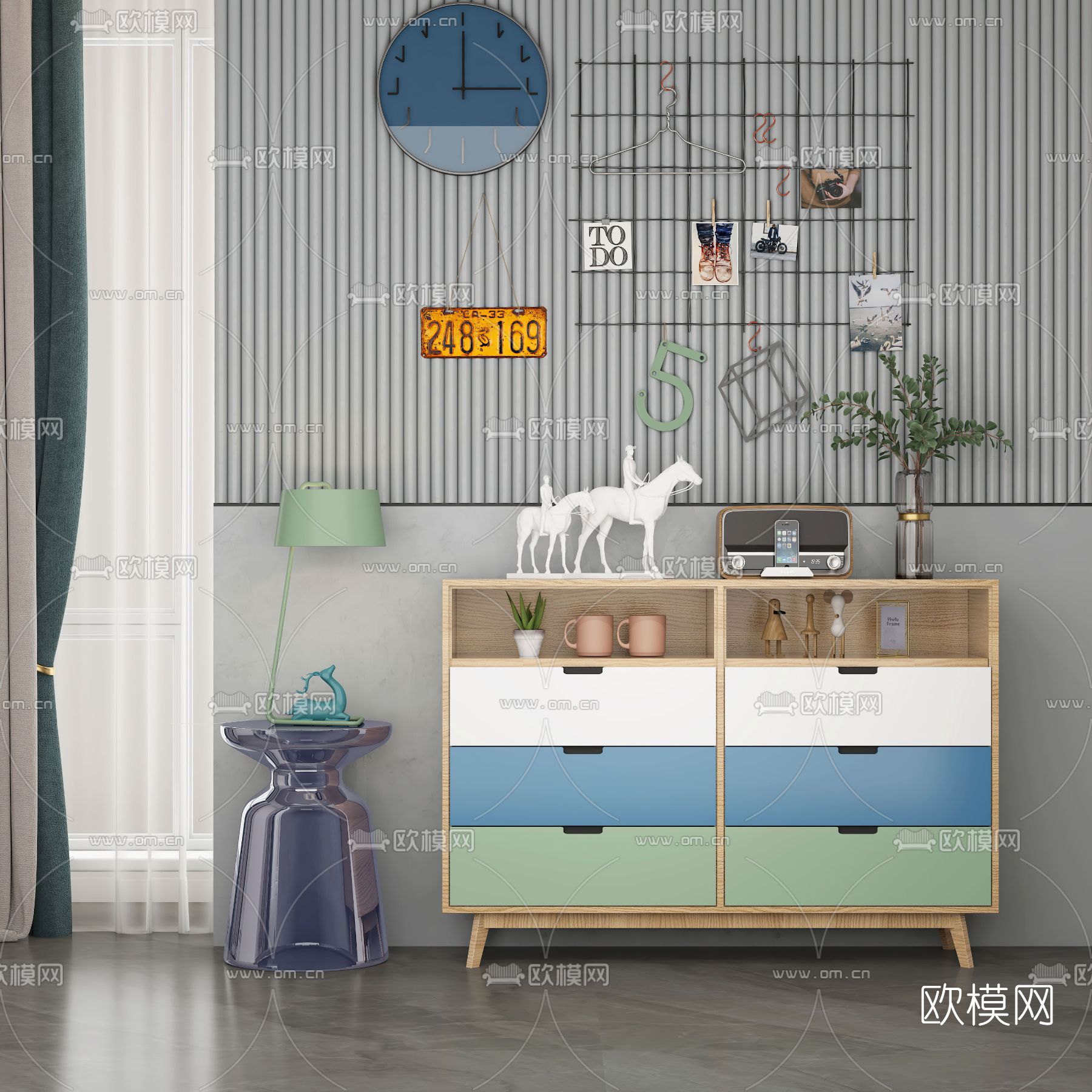 北欧玄关柜边柜免费3d模型下载