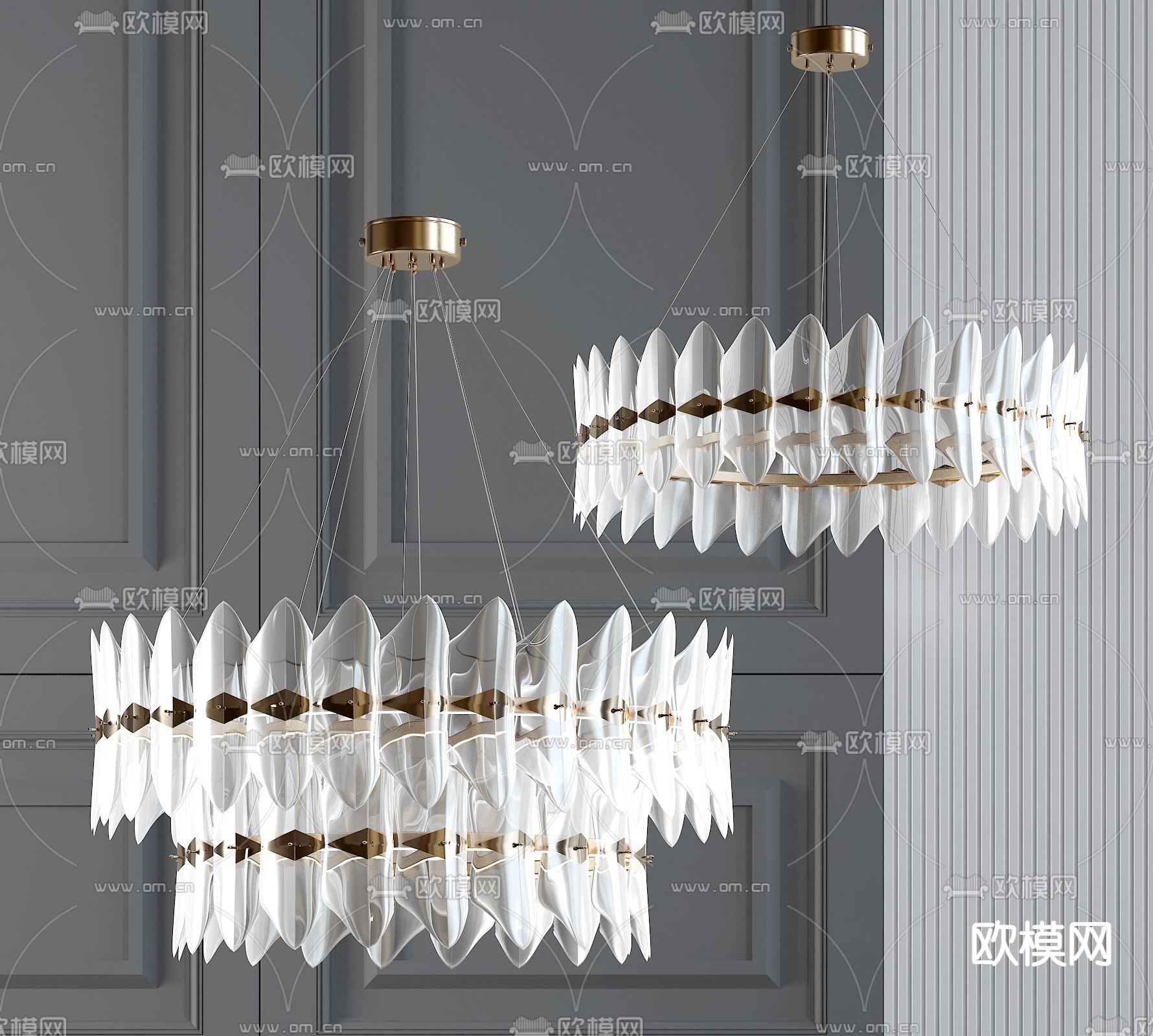 现代轻奢水晶吊灯3d模型下载