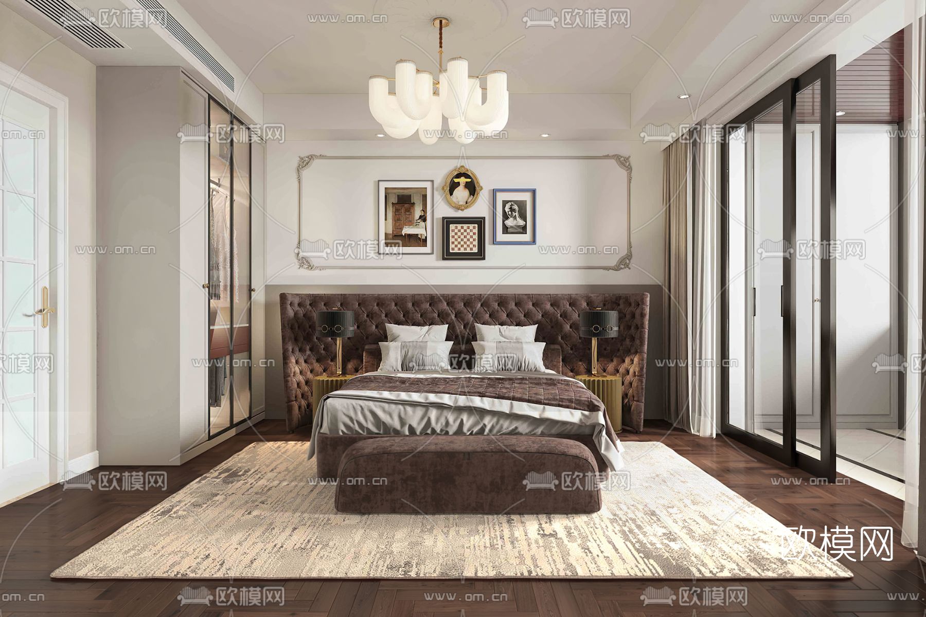 美式卧室免费3d模型下载