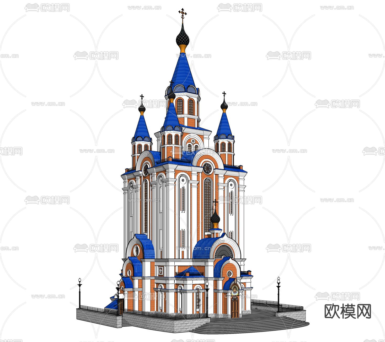 欧式大教堂城堡su模型下载