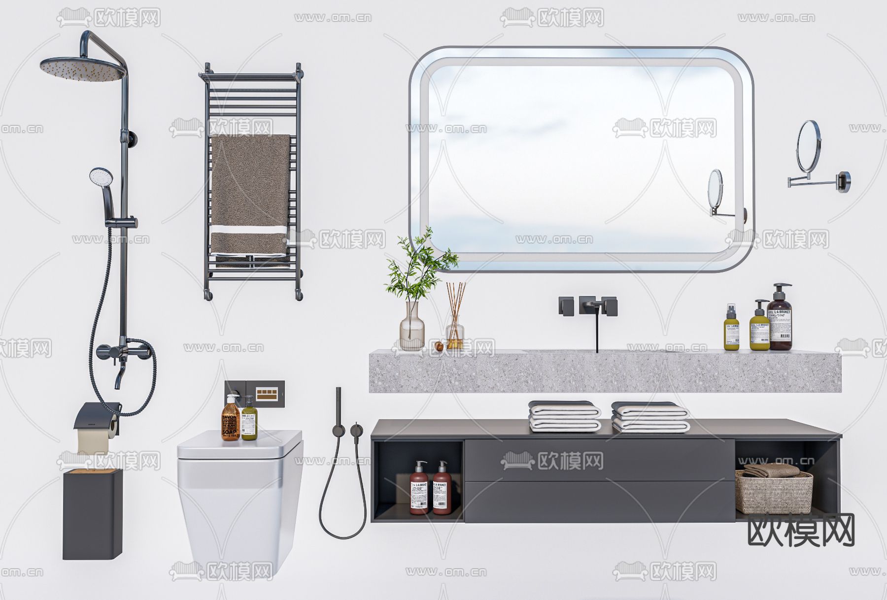 现代卫浴用品su模型