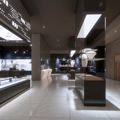  现代陶瓷文化展厅su模型 