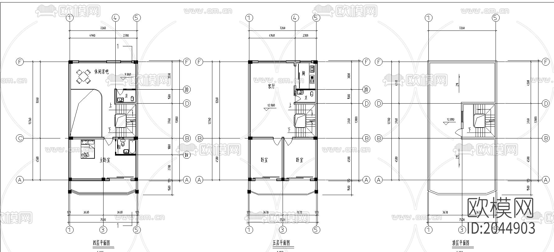 某私人住宅楼cad施工图下载（渲染图1）