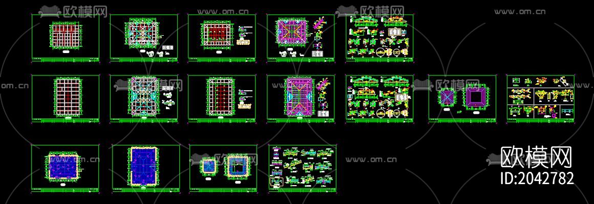 仿古坡屋顶cad施工图下载（渲染图10）