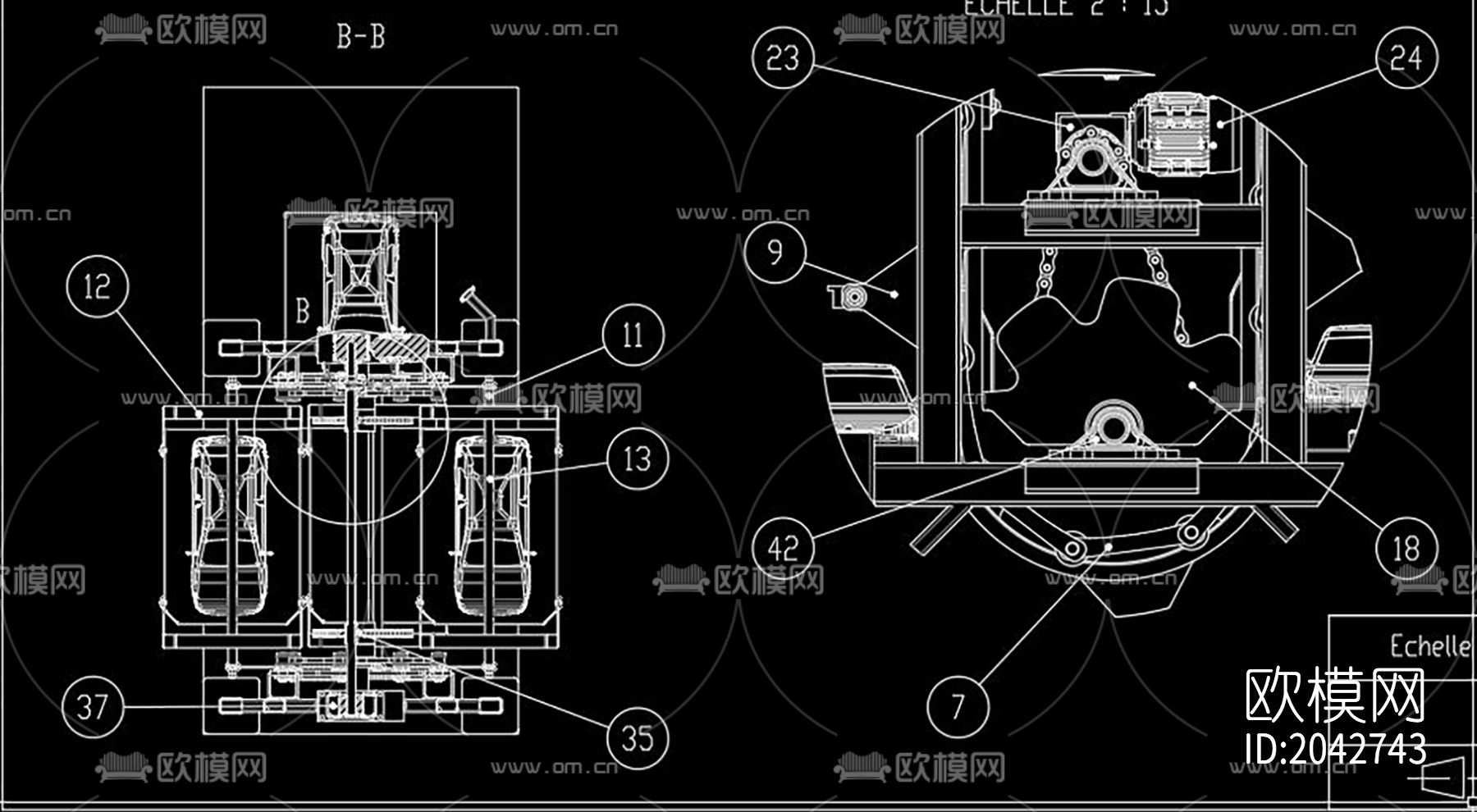 立体旋转停车场cad施工图下载（渲染图1）