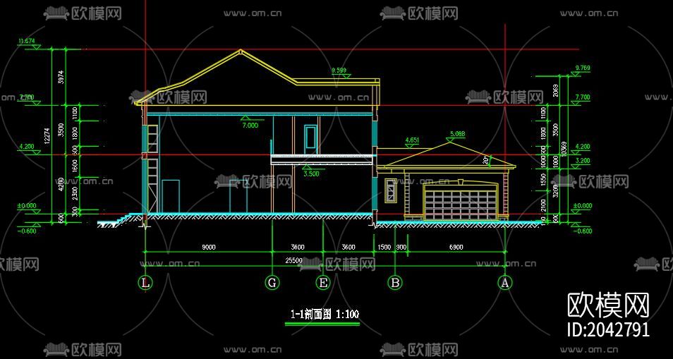 轻钢别墅cad施工图下载（渲染图9）