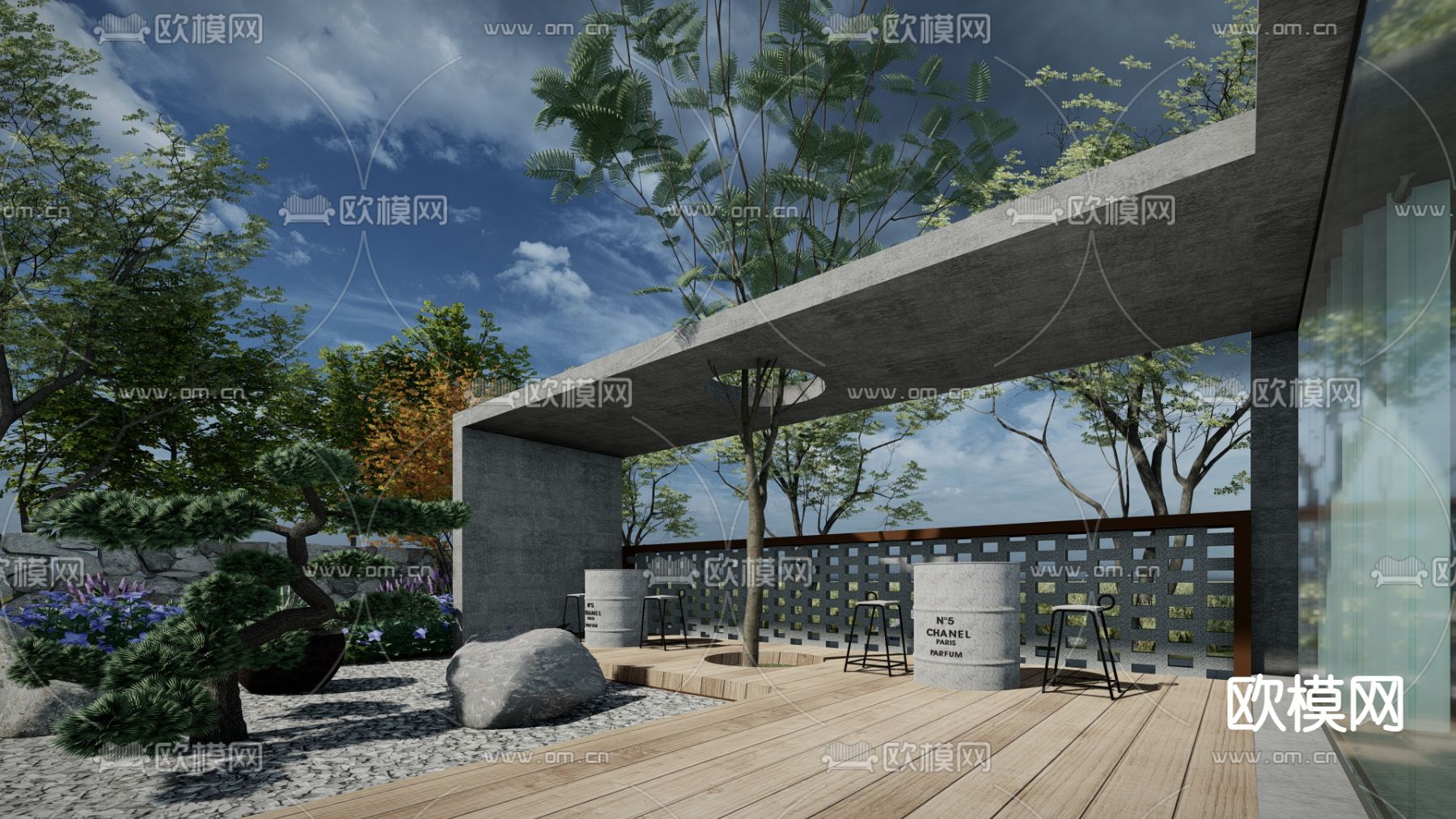 中式乡村庭院su模型下载（渲染图2）