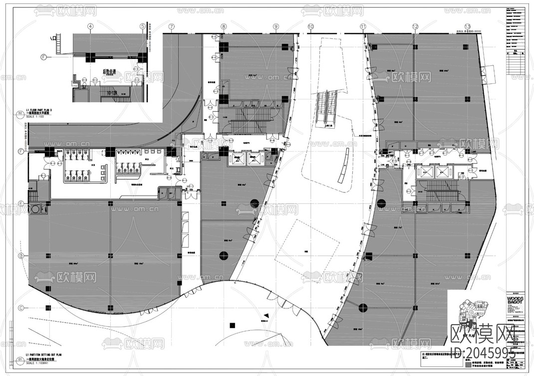 商业广场cad施工图-免费3dmax模型库-欧模网