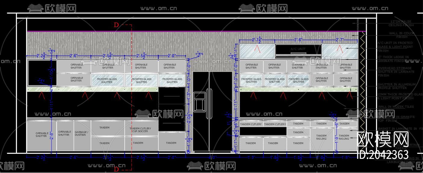 厨房cad施工图下载（渲染图3）