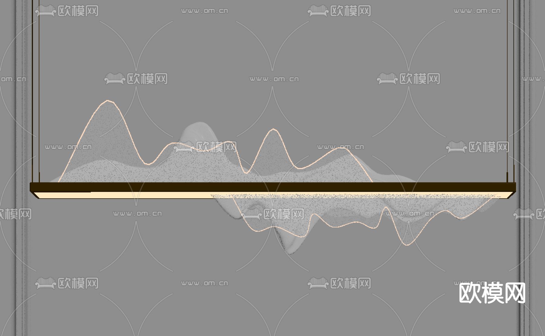 新中式创意吊灯su模型下载（渲染图2）