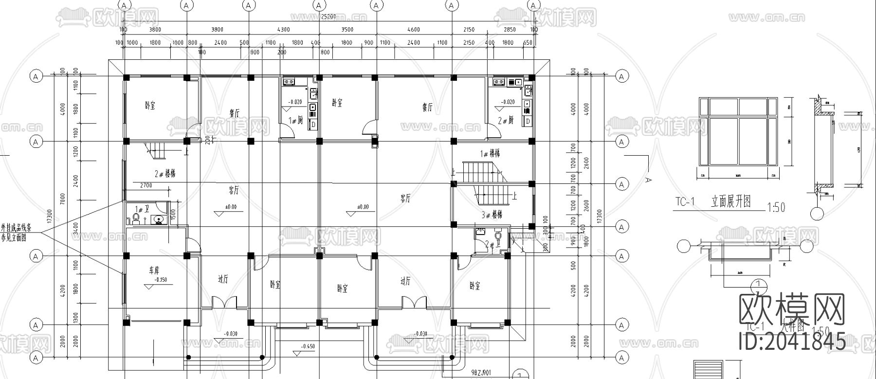 别墅建筑cad施工图下载（渲染图7）