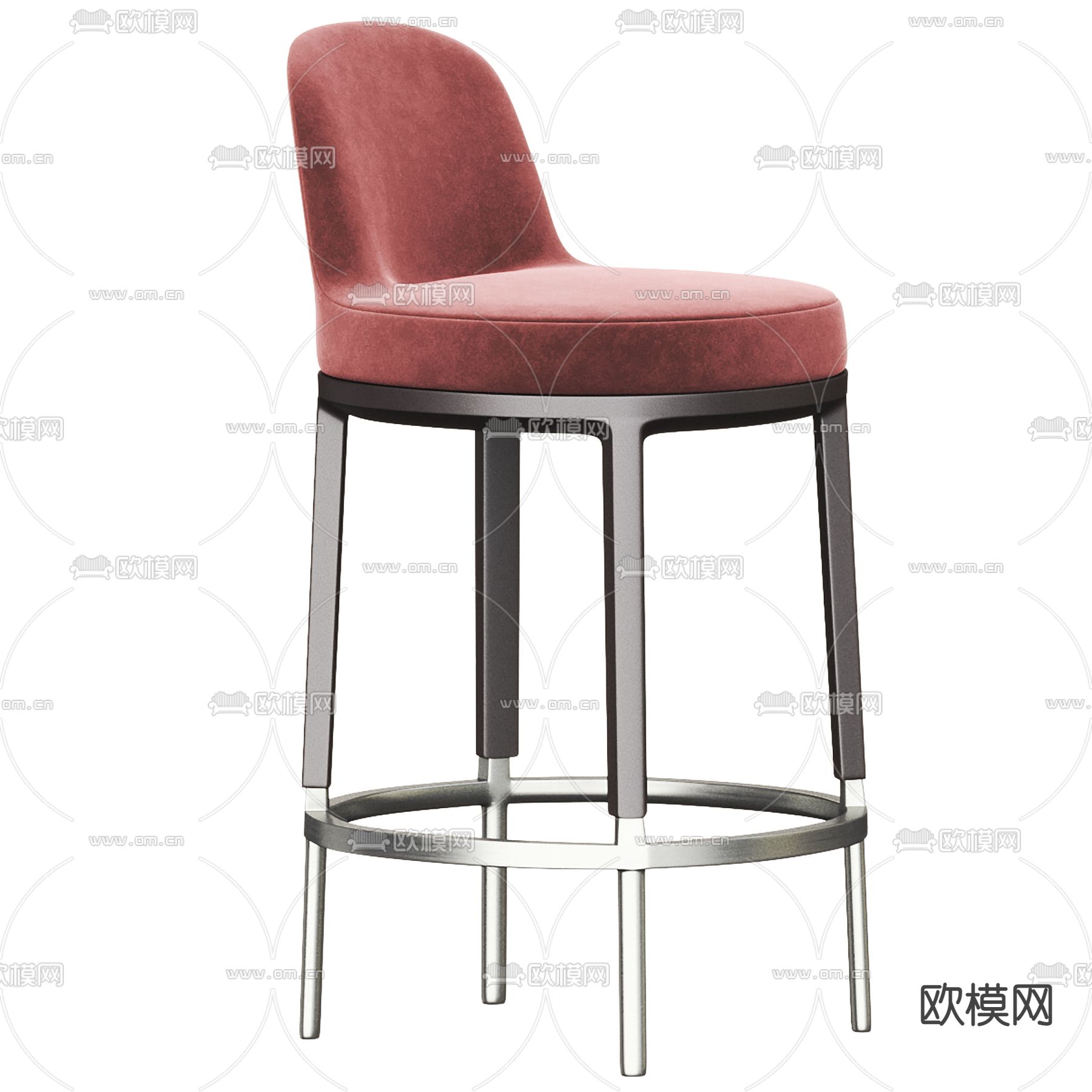 现代布艺吧台椅3d模型下载（渲染图5）