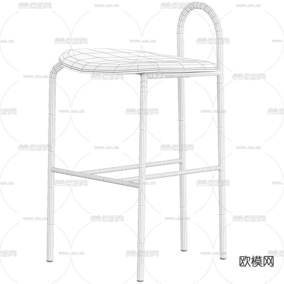 现代金属吧台椅3d模型下载(渲染图4)