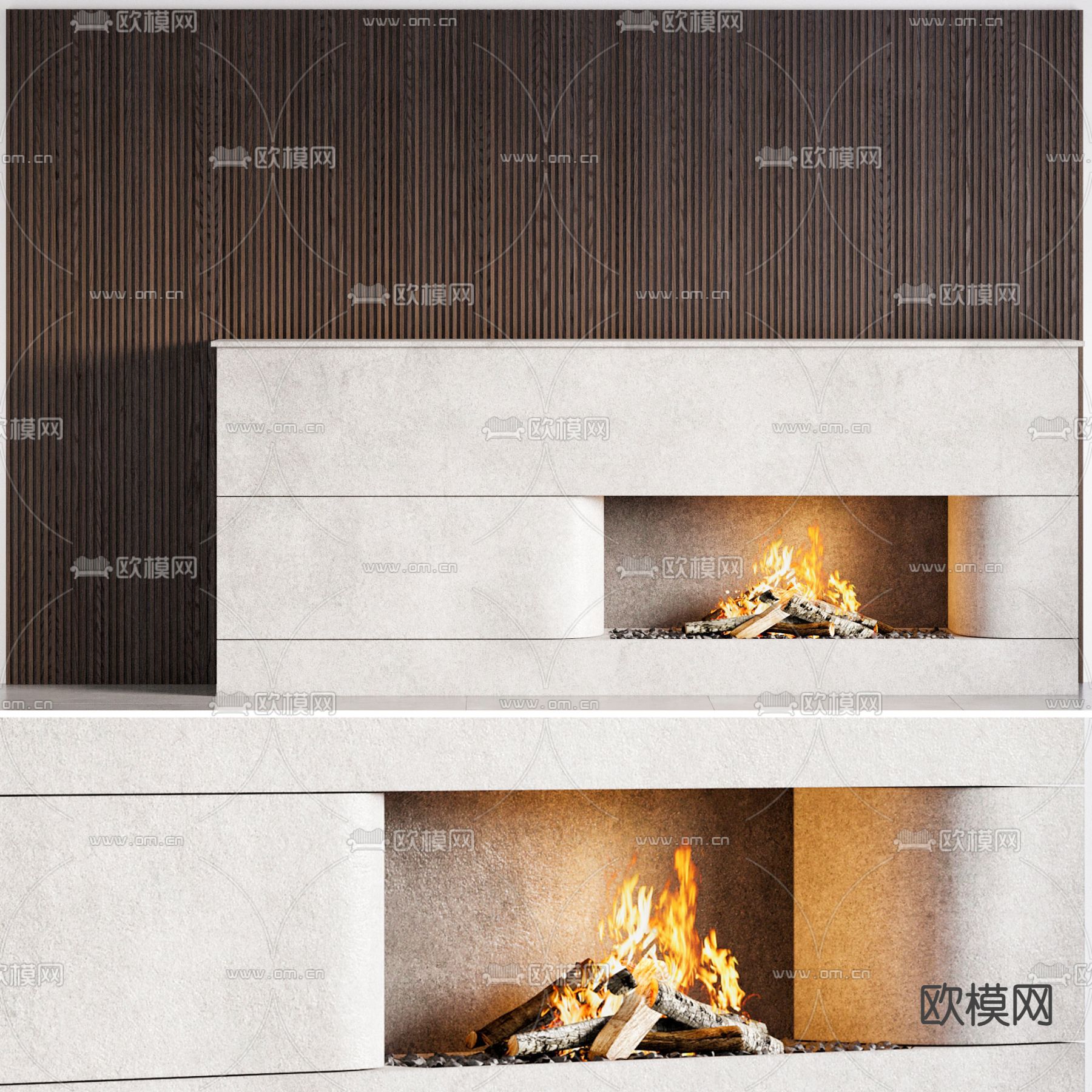 现代壁炉3d模型下载