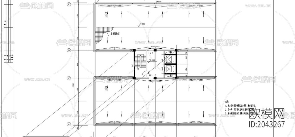 建筑cad施工圖下載(渲染圖1)