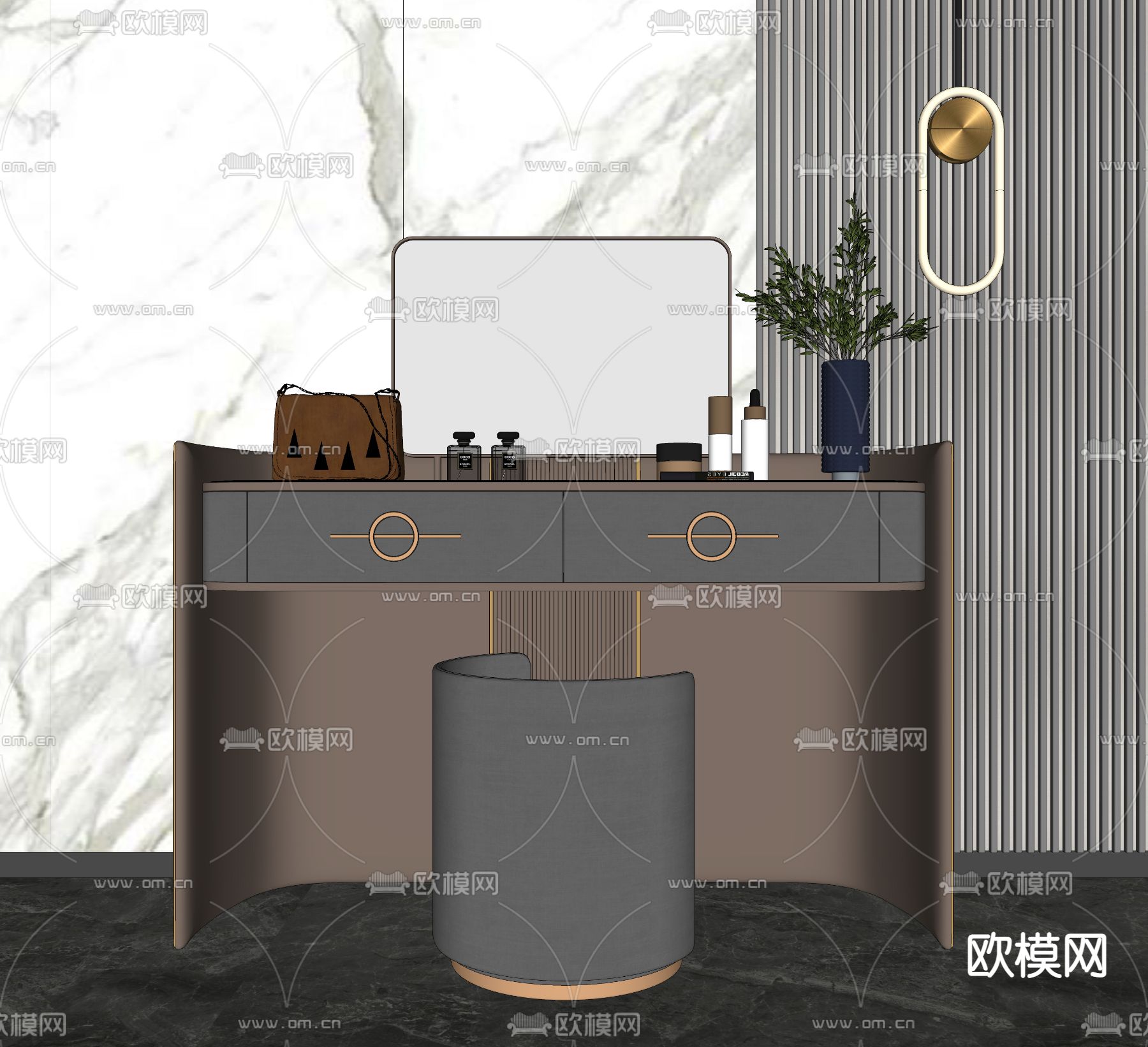 现代梳妆台su模型