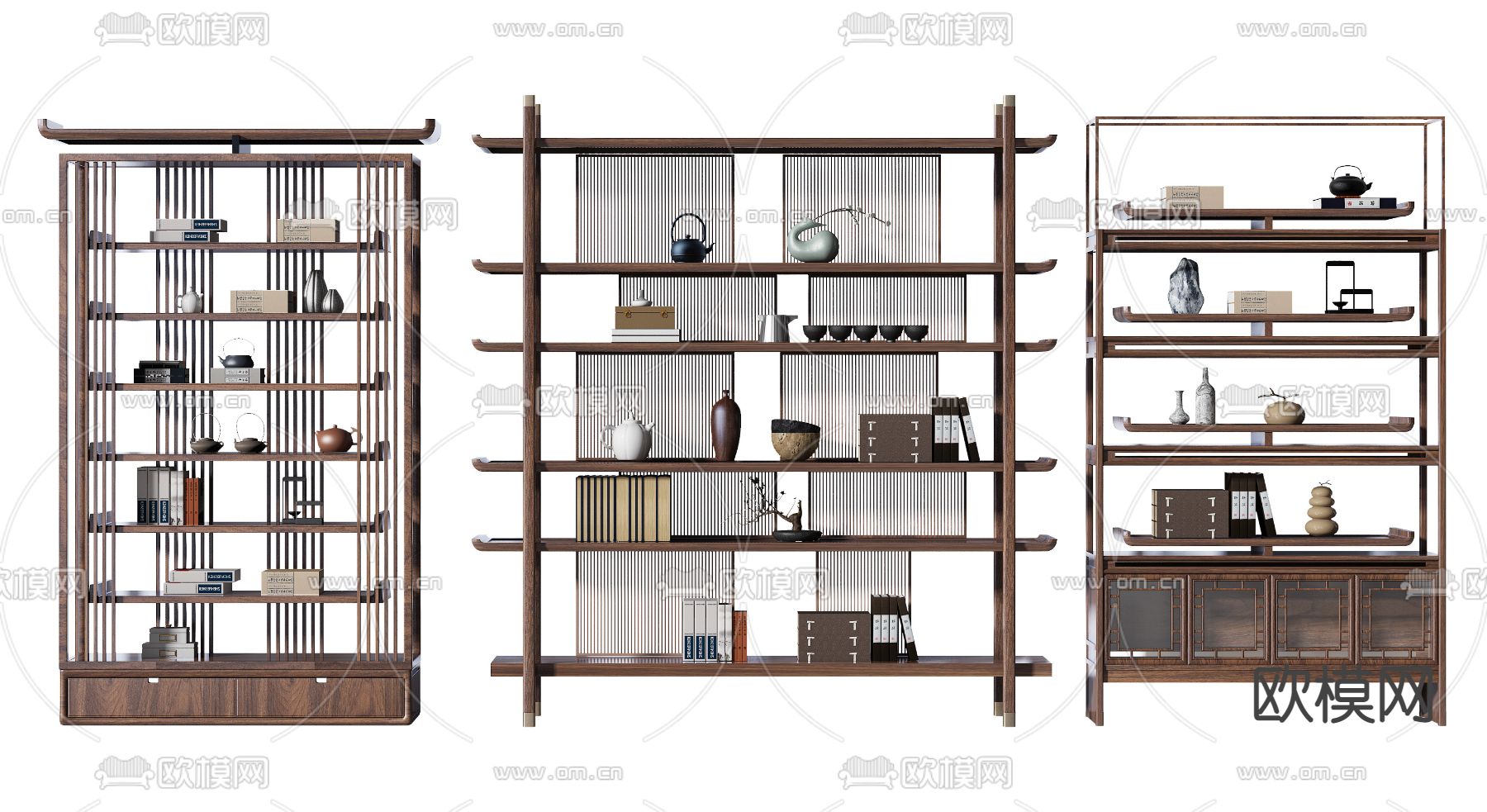 新中式博古架su模型下载（渲染图1）