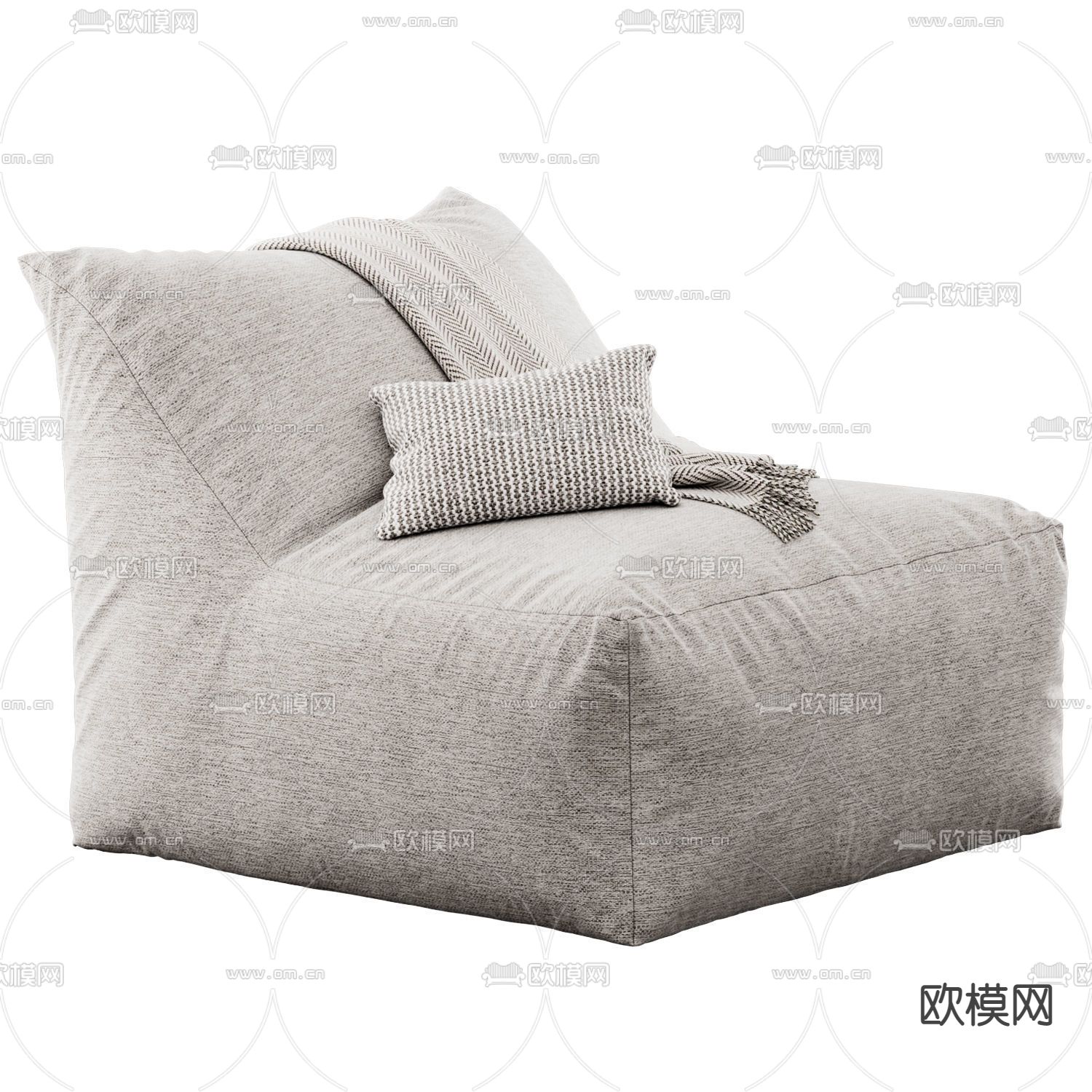 现代布艺懒人沙发3d模型下载（渲染图1）