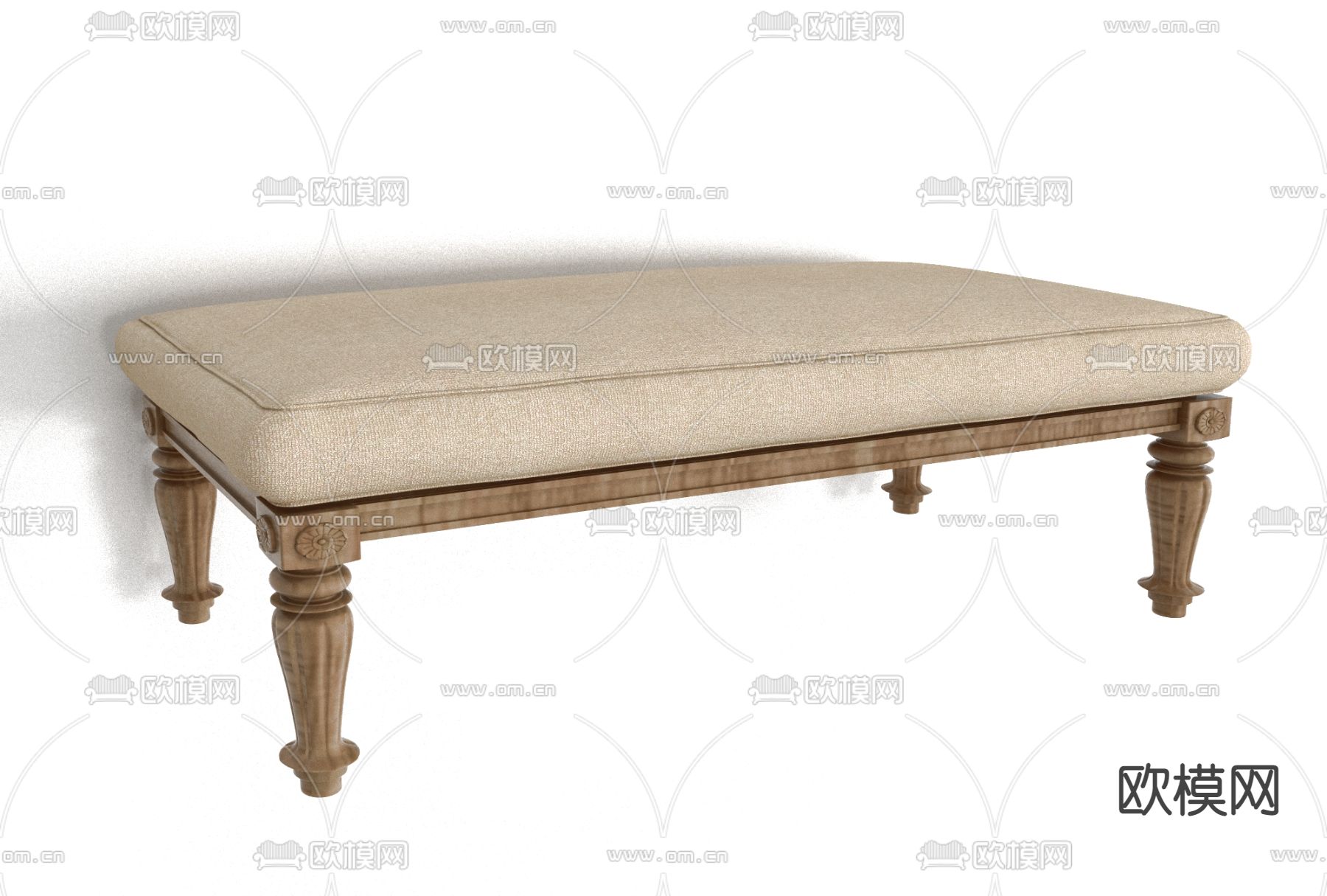 美式布艺脚踏免费3d模型下载