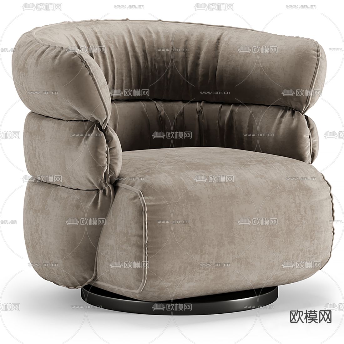 Natuzzi 现代布艺单人沙发3d模型下载（渲染图1）