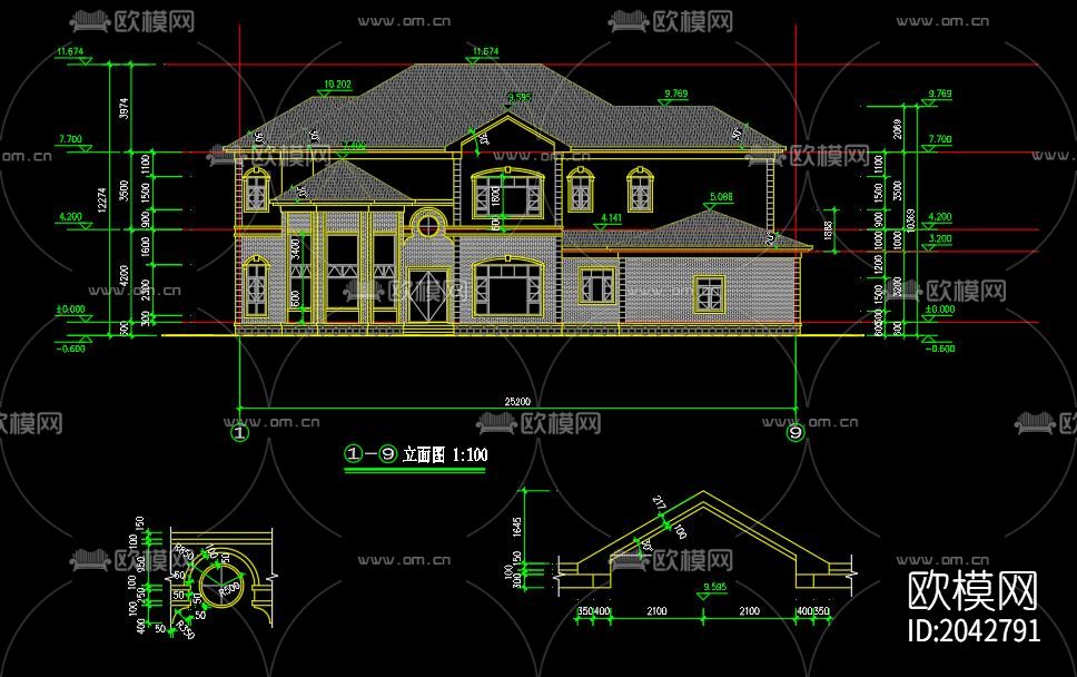 轻钢别墅cad施工图下载（渲染图8）