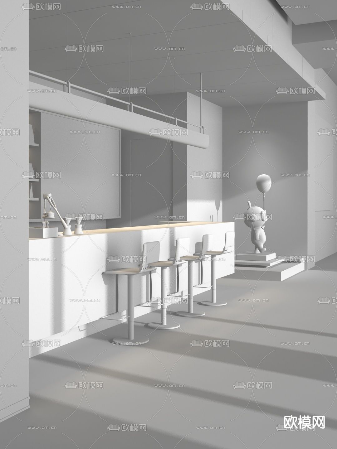 共向设计 现代售楼处水吧区3d模型下载（渲染图2）