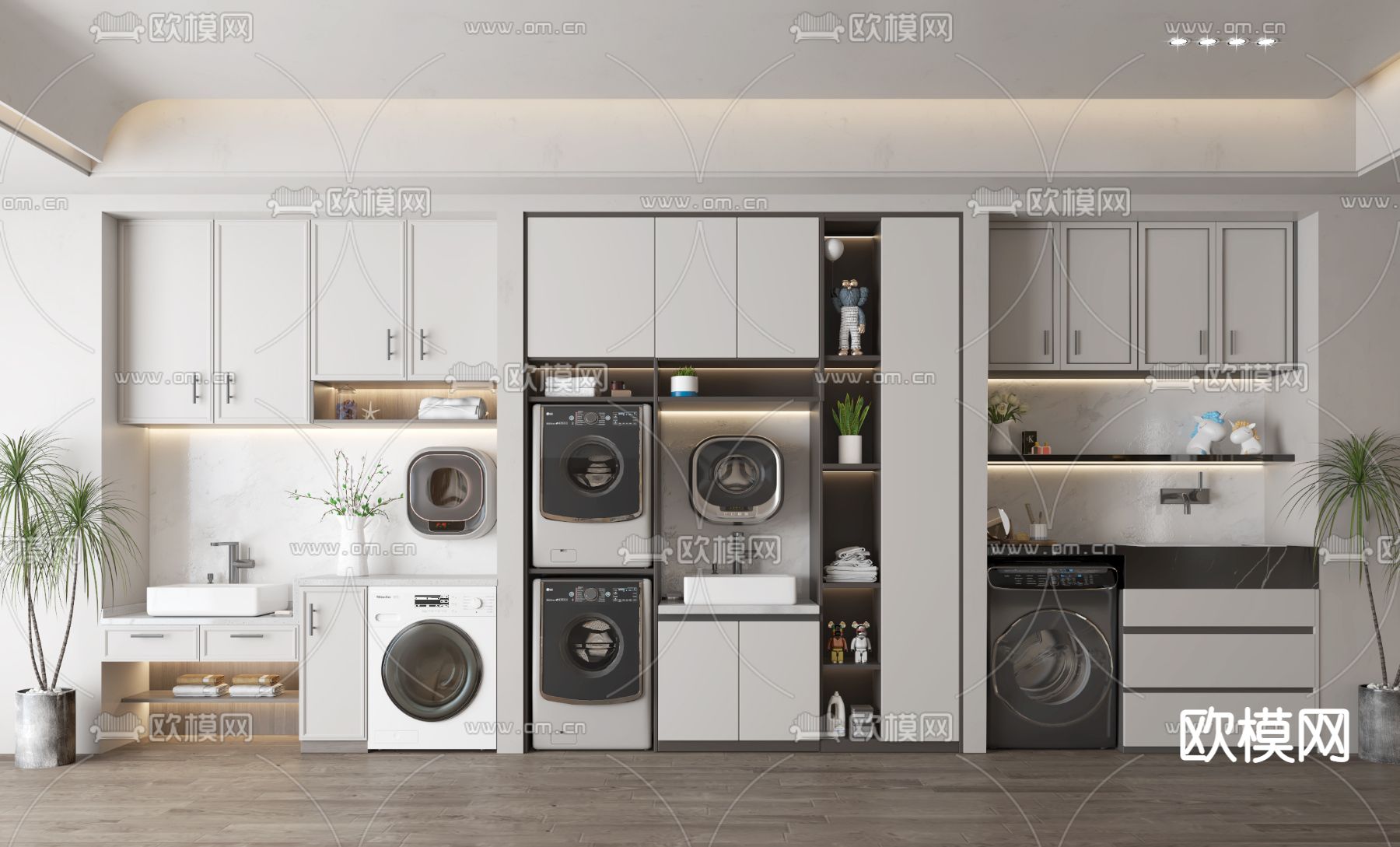 现代阳台洗衣机柜3d模型下载